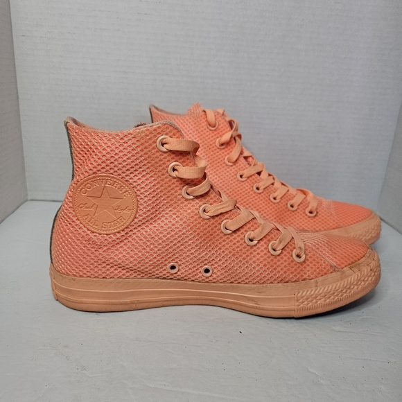 Converse Other - Converse Girls Orange Canvas High-Top Sneakers Size 7 Y
